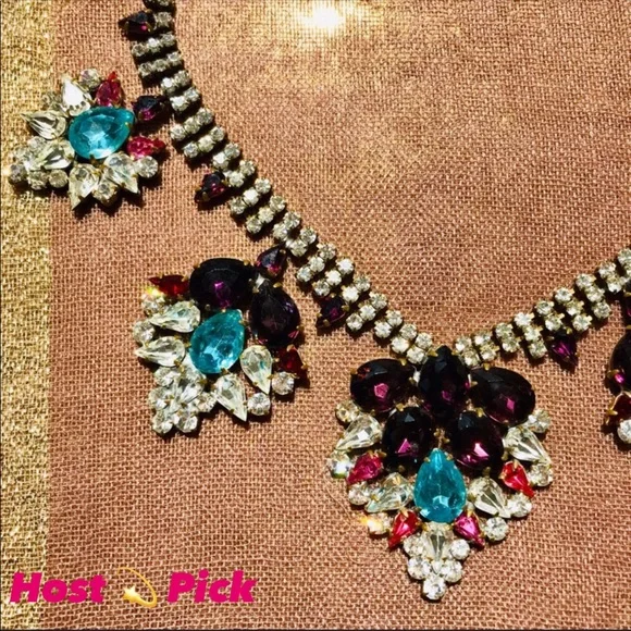 💎Lush Color One of a kind Crystal Rhinestone Necklace - Picture 2 of 13